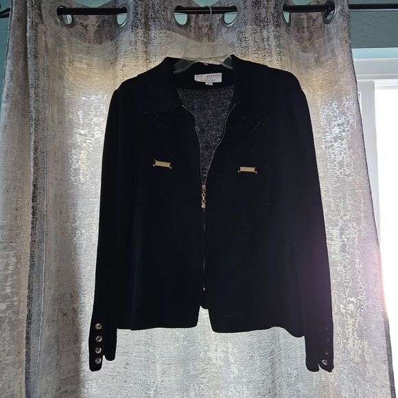 ST JOHNS Full Zip Cardigan Sweater Ribbed Size L - Picture 4 of 8